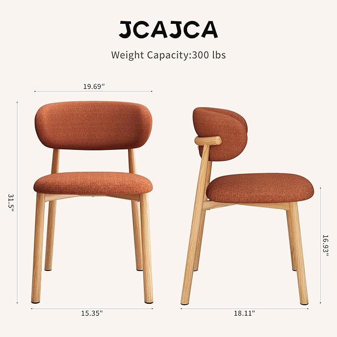 Kitchen Dining Chairs Set of 2 Modern Soft Linen Farmhouse Dining Room Chair with Metal Legs - Image 2