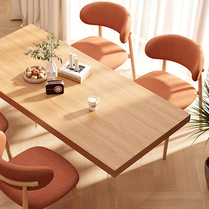 Kitchen Dining Chairs Set of 2 Modern Soft Linen Farmhouse Dining Room Chair with Metal Legs - Image 3