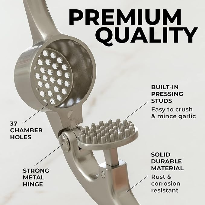 Zulay Kitchen Premium Garlic Press Set - Rust Proof Professional Garlic Mincer - Image 2