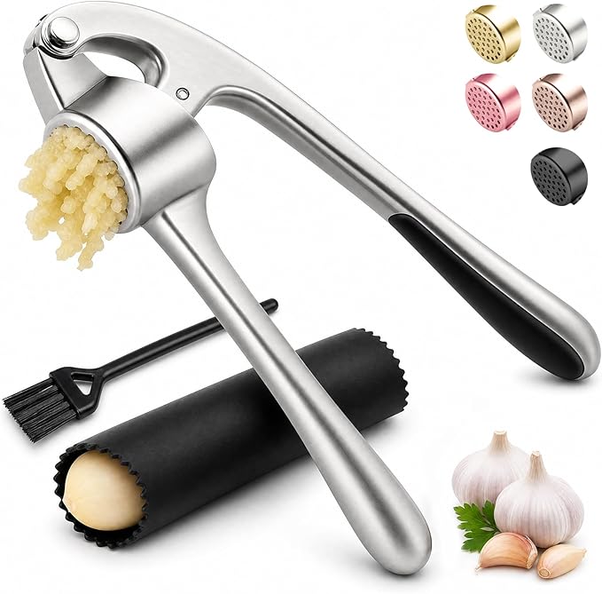 Kitchen Garlic Press, Rust Proof & Dishwasher Safe Garlic Mincer