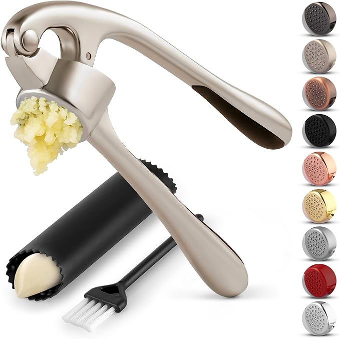 Zulay Kitchen Premium Garlic Press Set - Rust Proof Professional Garlic Mincer