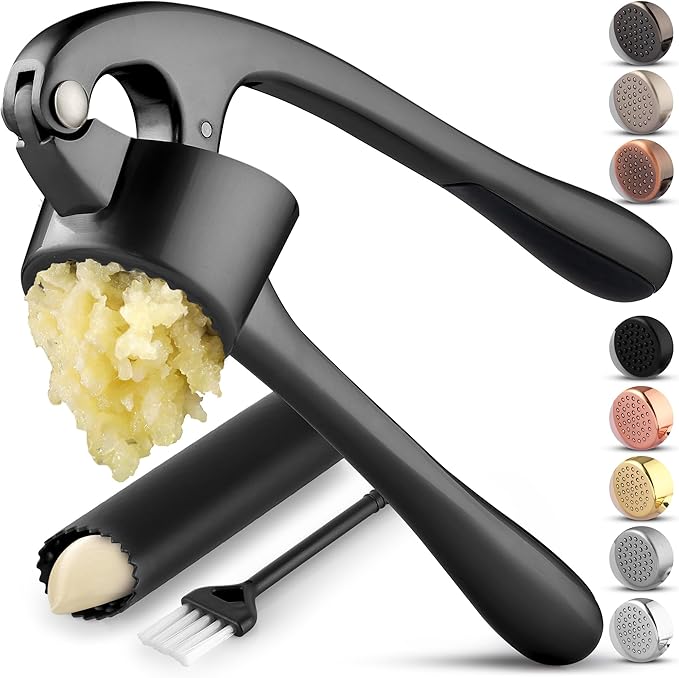 Zulay Kitchen Large Premium Garlic Press Set - Bigger Bowl for Bigger Garlic